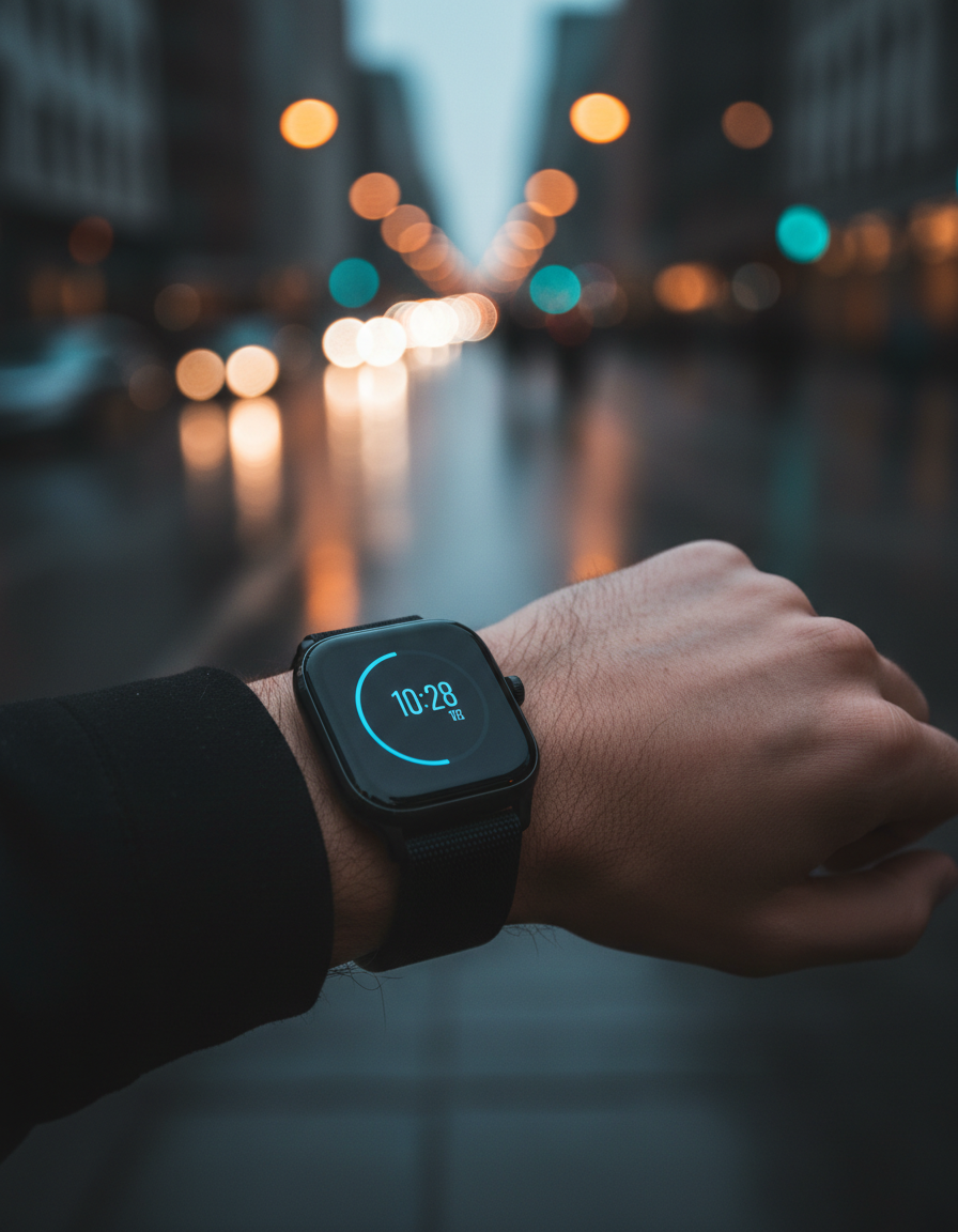 Smartwatch negro en la muñeca