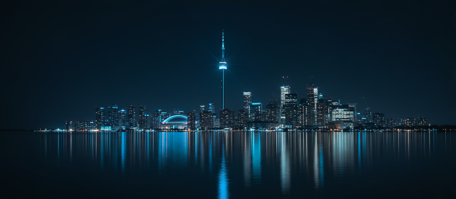 The Toronto skyline at dusk, home of PeTech Industries