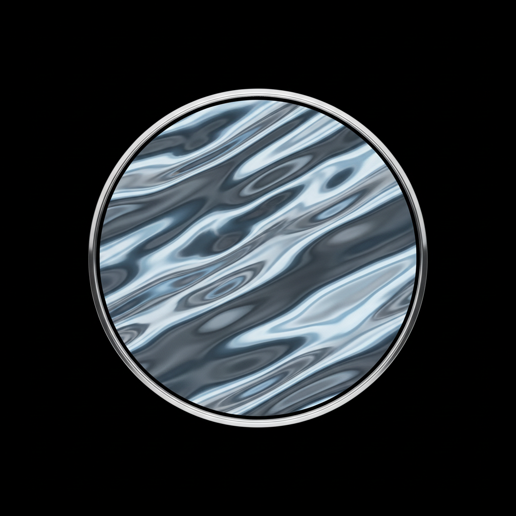 Swirling liquid chrome with blue reflections
