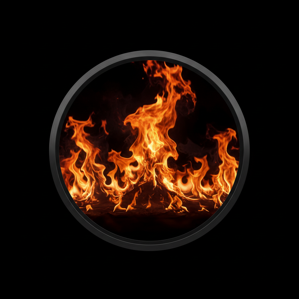 Orange flames burning on black