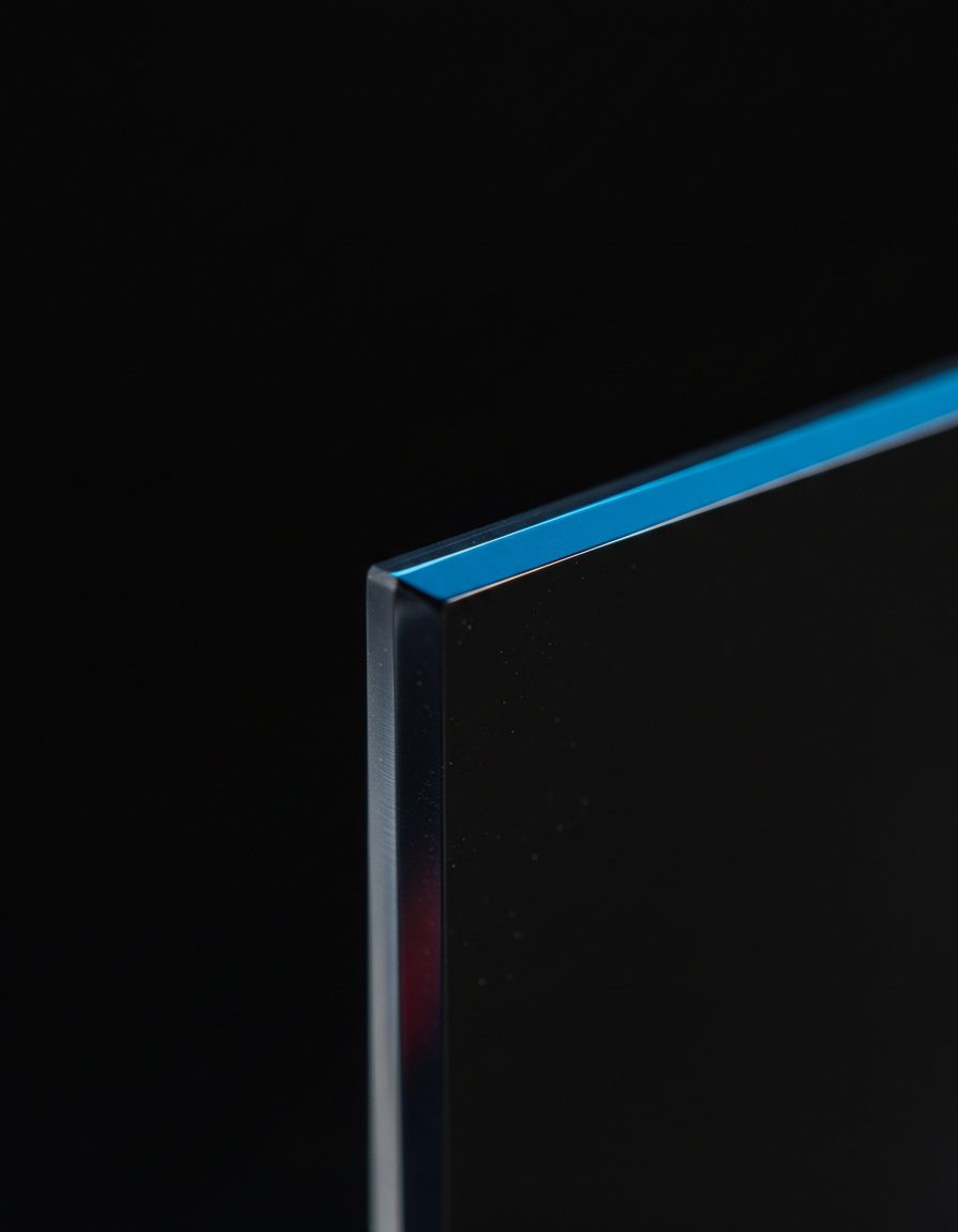 Close-up of the precision-cut edge of a smoked tint plate