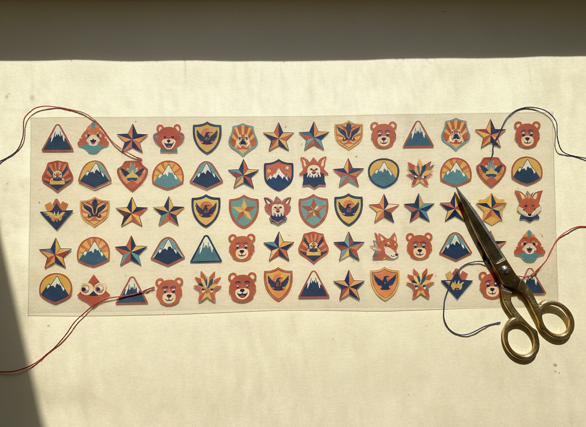 A long DTF gang sheet on clear film packed edge to edge with colorful retro designs