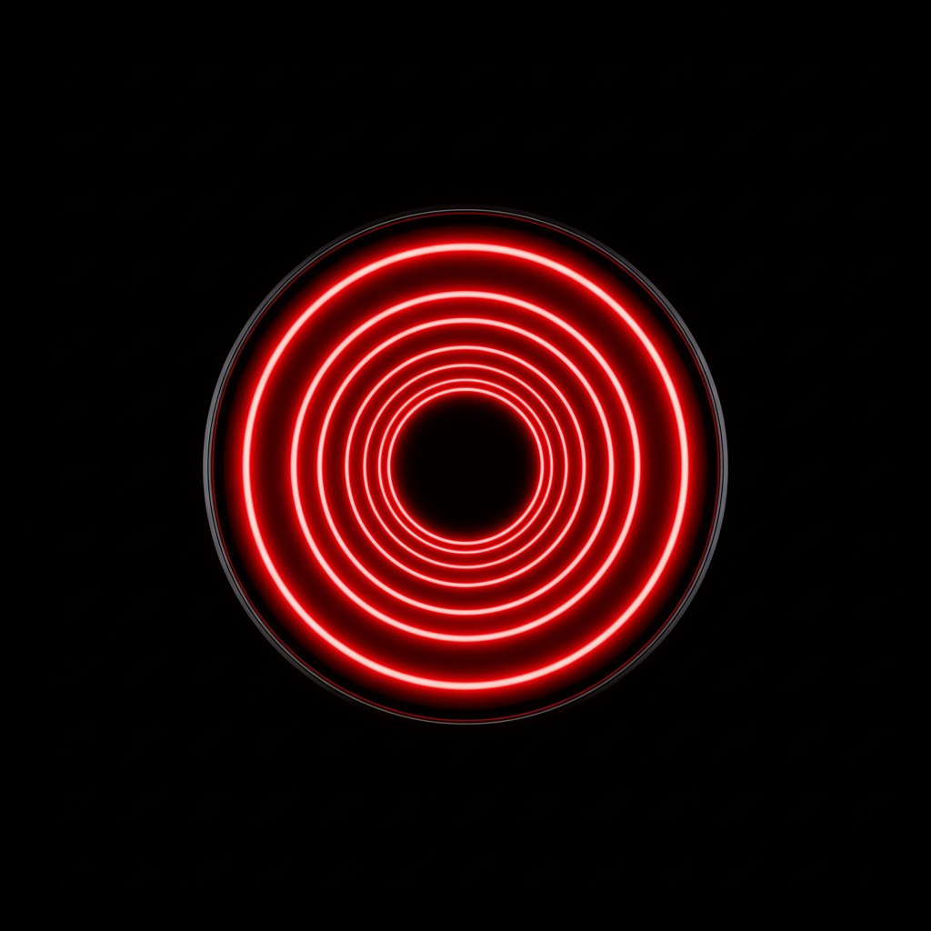 Pulsing red neon rings on black