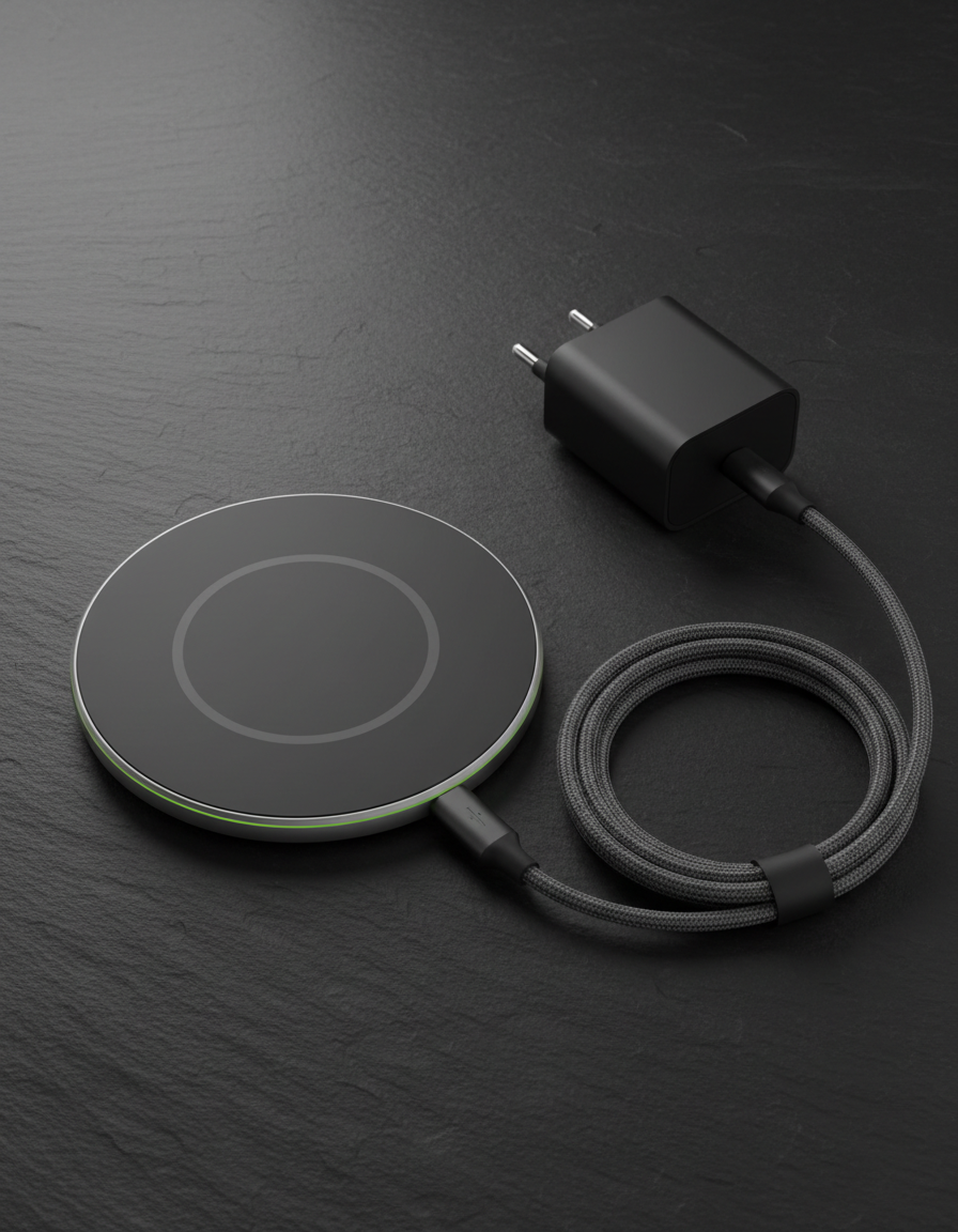 Cargador inalámbrico y cable USB-C trenzado