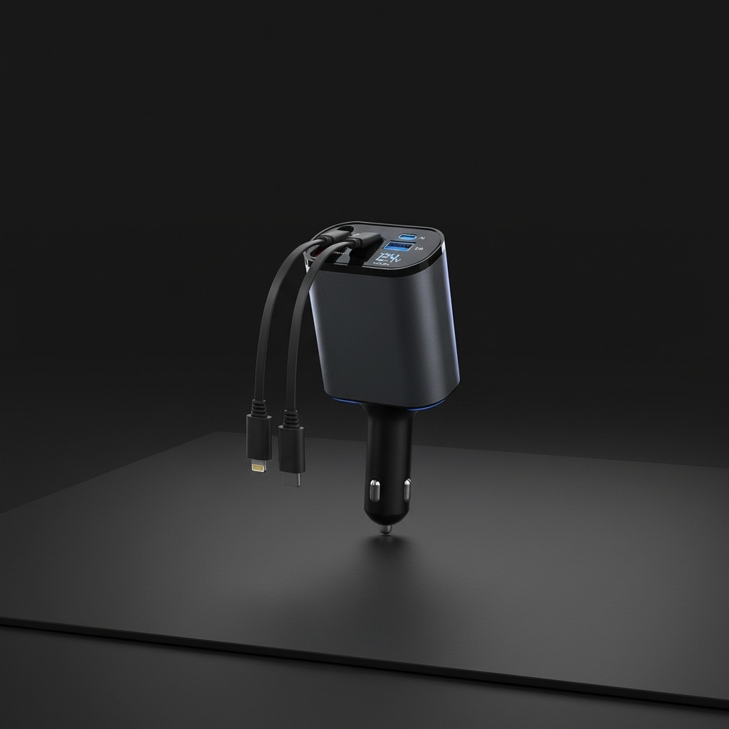 VYBE Charge™ studio shot with retractable cables extended
