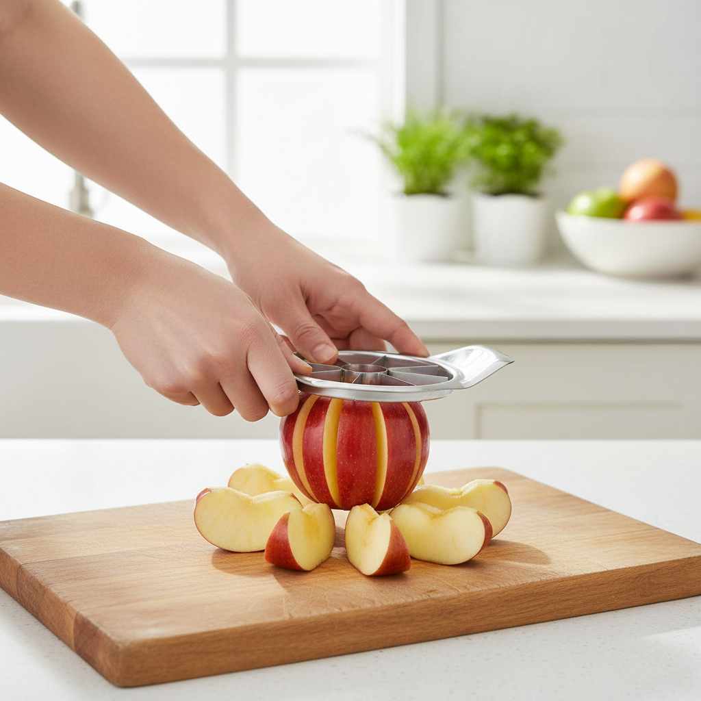 AppleSplit™ – Stainless Steel Apple Slicer in use in a home kitchen