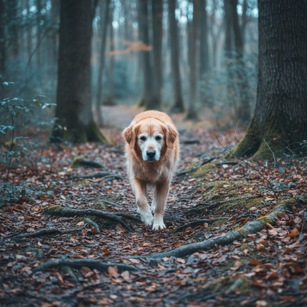 Hund läuft vorsichtig mit angehobener Vorderpfote