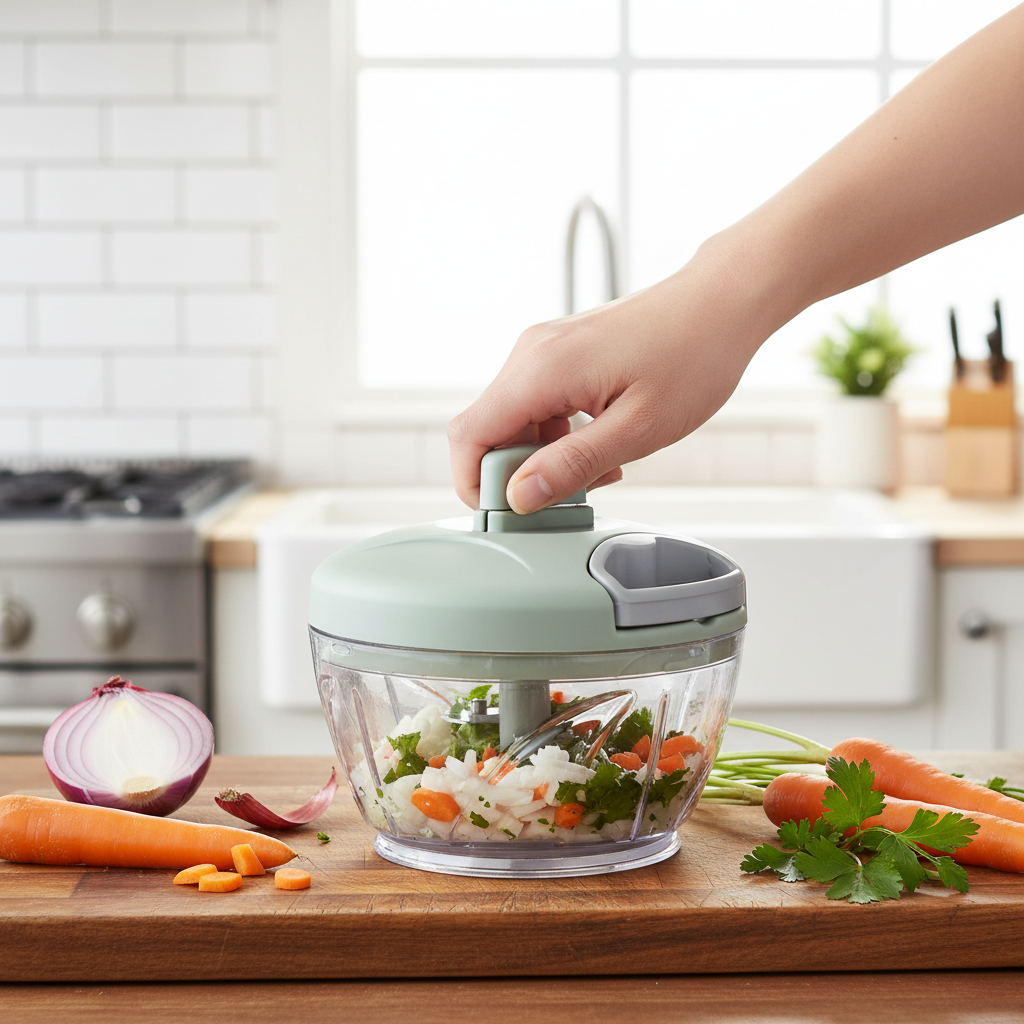 Rotora™ – Hand-Rotary Food Chopper in use in a home kitchen