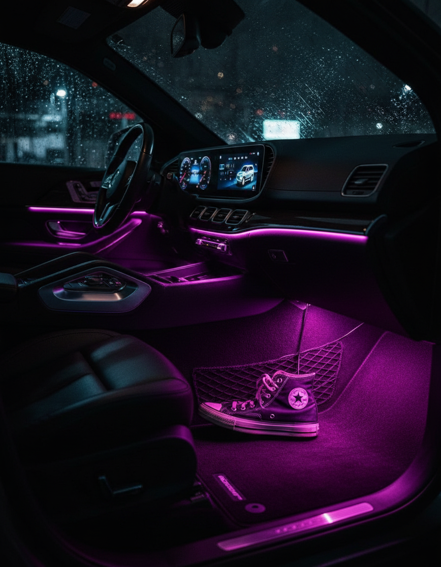VYBE Glow™ installed in a car at night