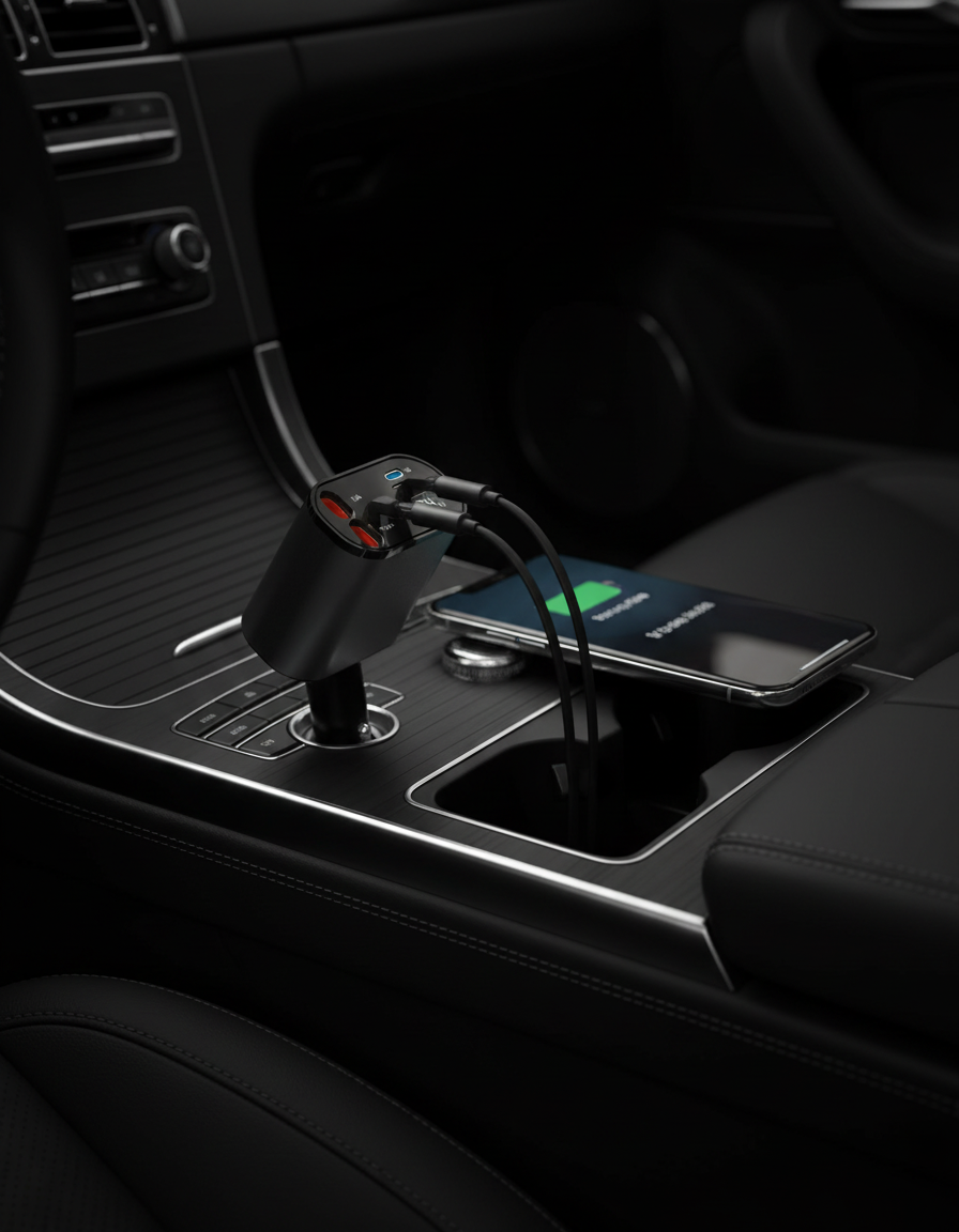 VYBE Charge™ installed in a car at night