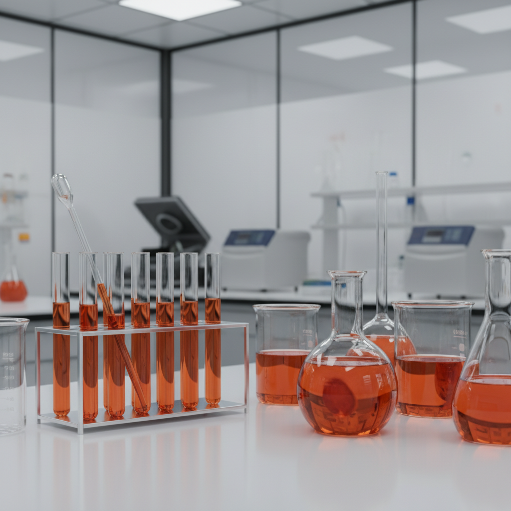 Saffron extract in laboratory glassware