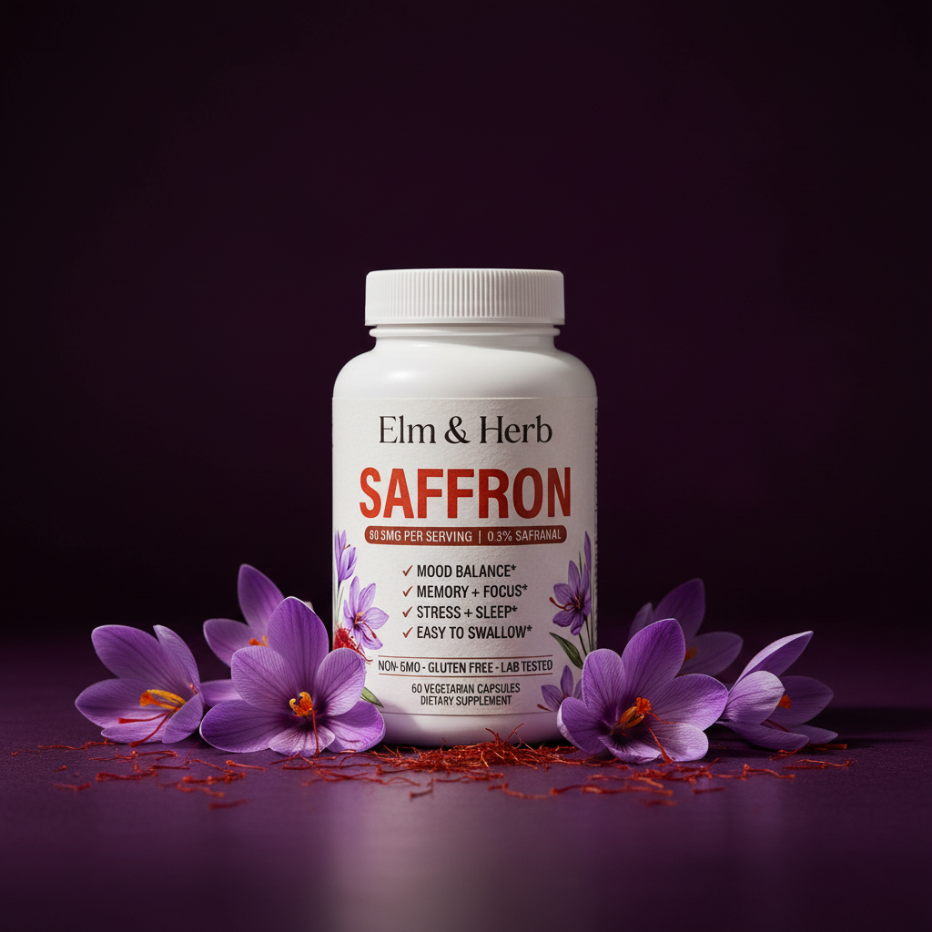 Elm & Herb Saffron bottle