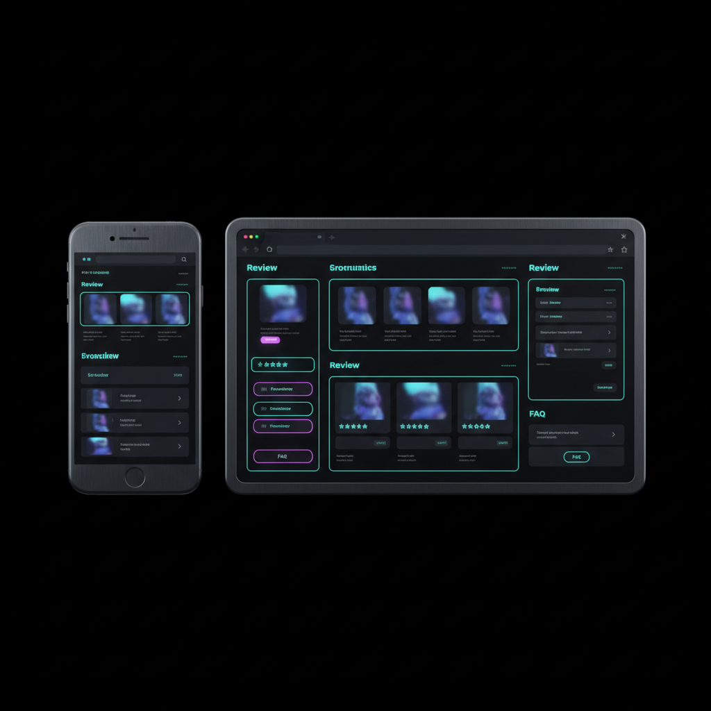 Ready-made store sections previewed on desktop and mobile