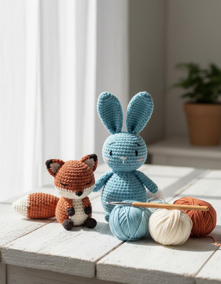 Peluches amigurumi au crochet avec pelotes de laine