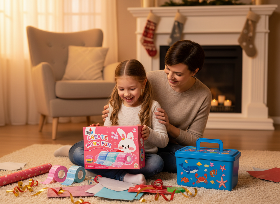 Kislány az anyukájával ajándékot bont – Nano Bubble Squishies készlet és Magic Water Squishies doboz