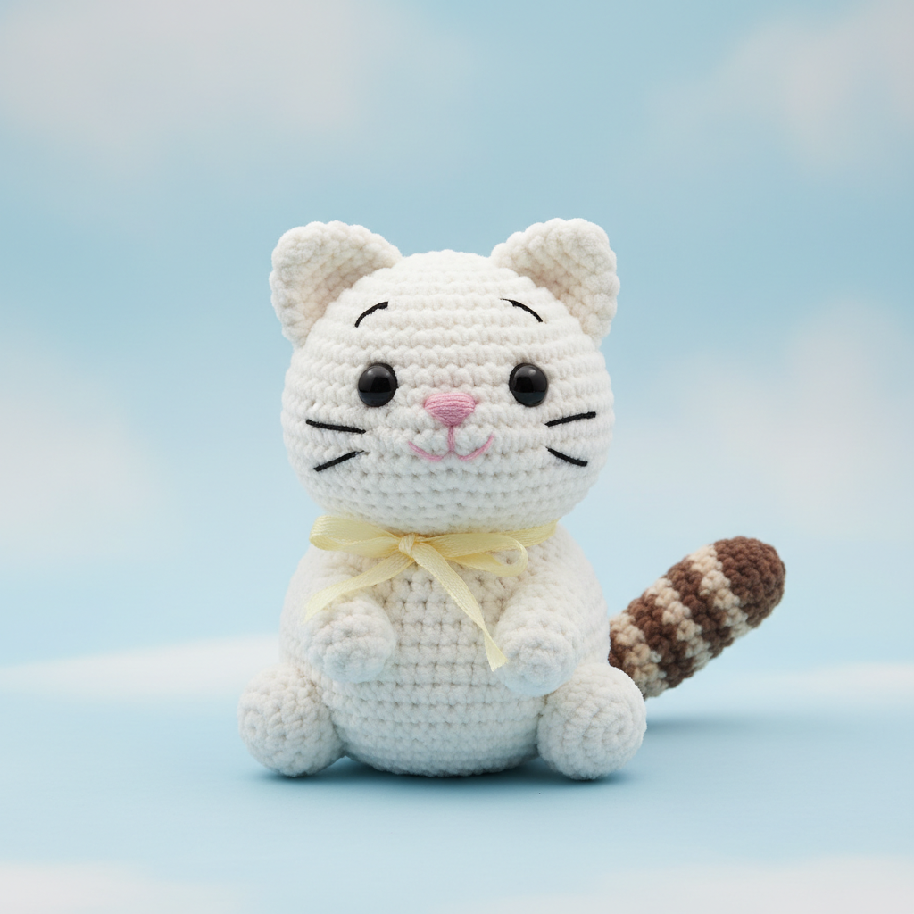 Chat blanc au crochet