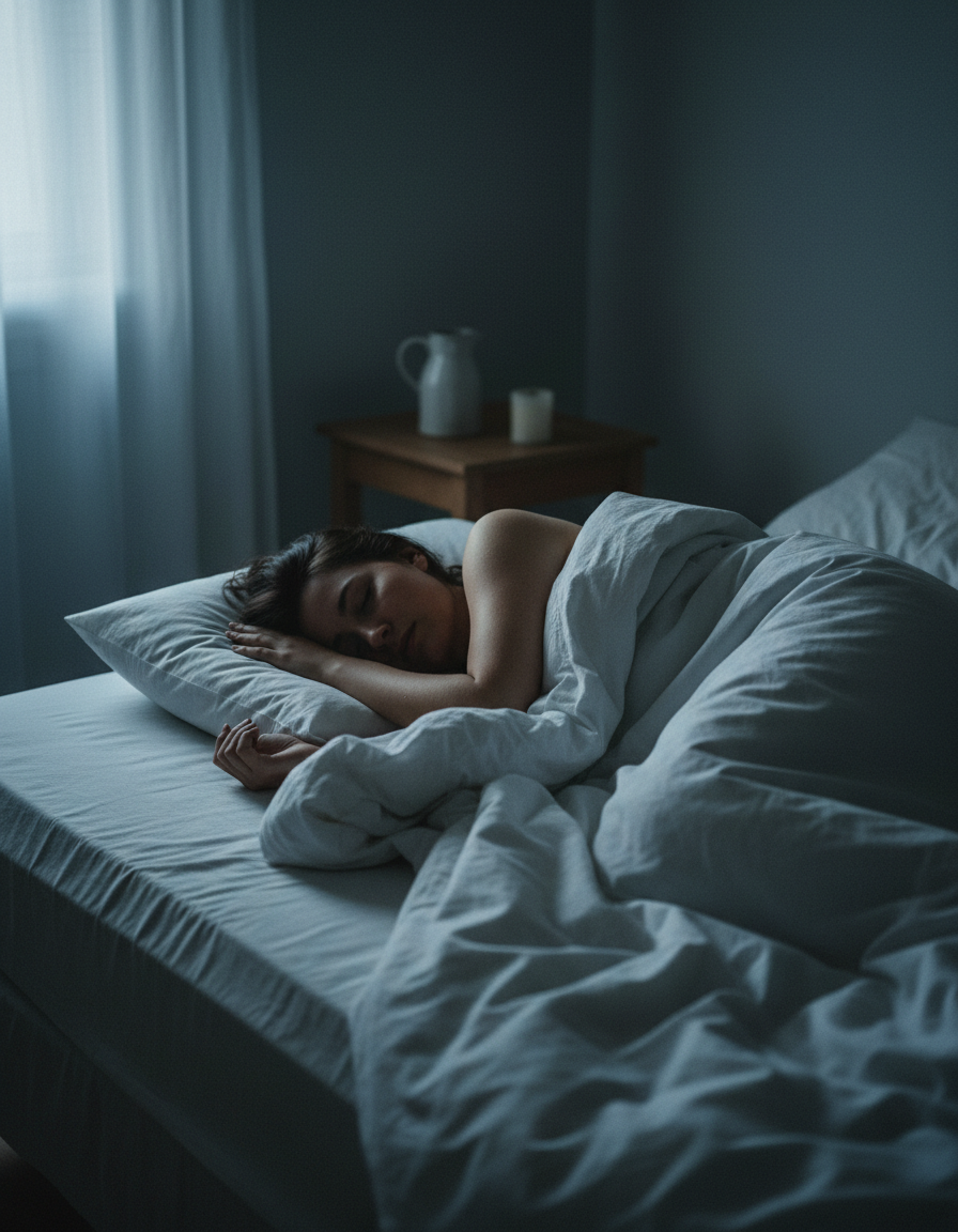 Woman sleeping peacefully in soft morning light