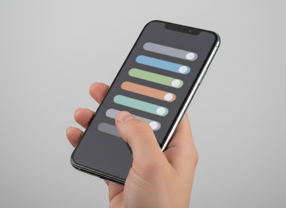 Hand selecting apps to pause on a smartphone