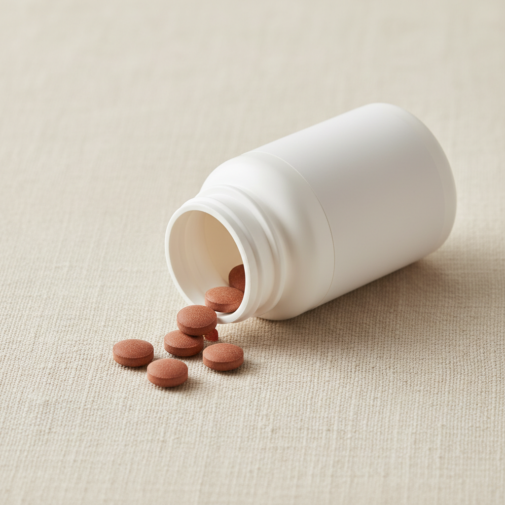 Pill bottle with ibuprofen tablets