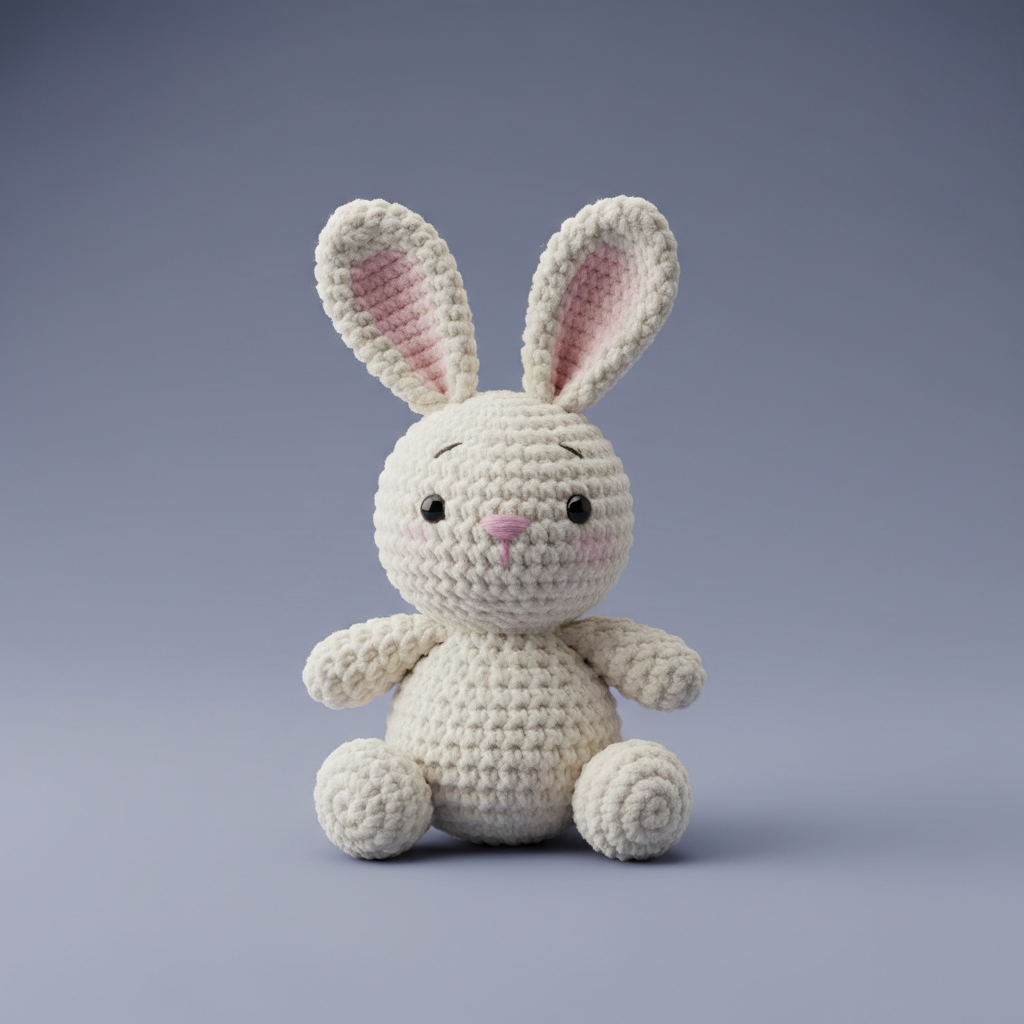 Lapin crème au crochet