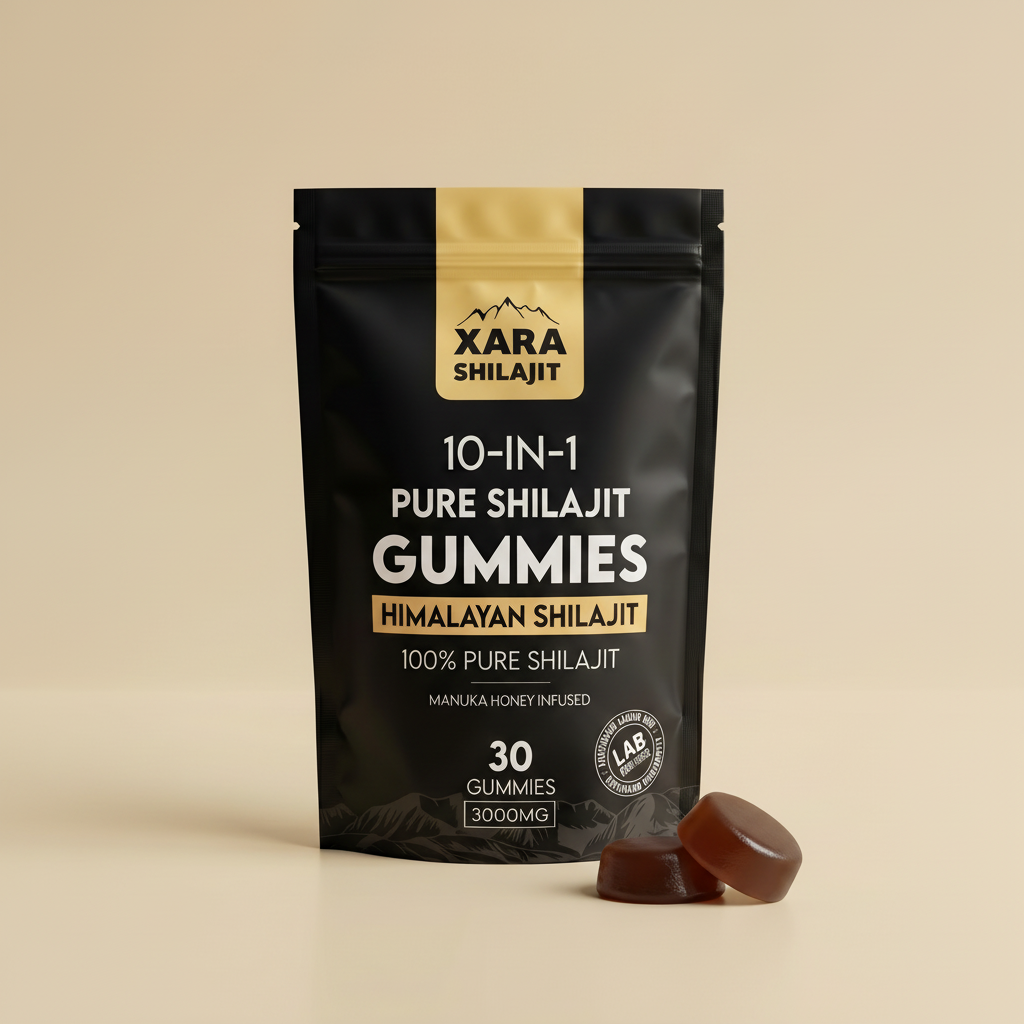 XARA SHILAJIT® Pure Shilajit Gummies For diabetic men pouch with two gummies