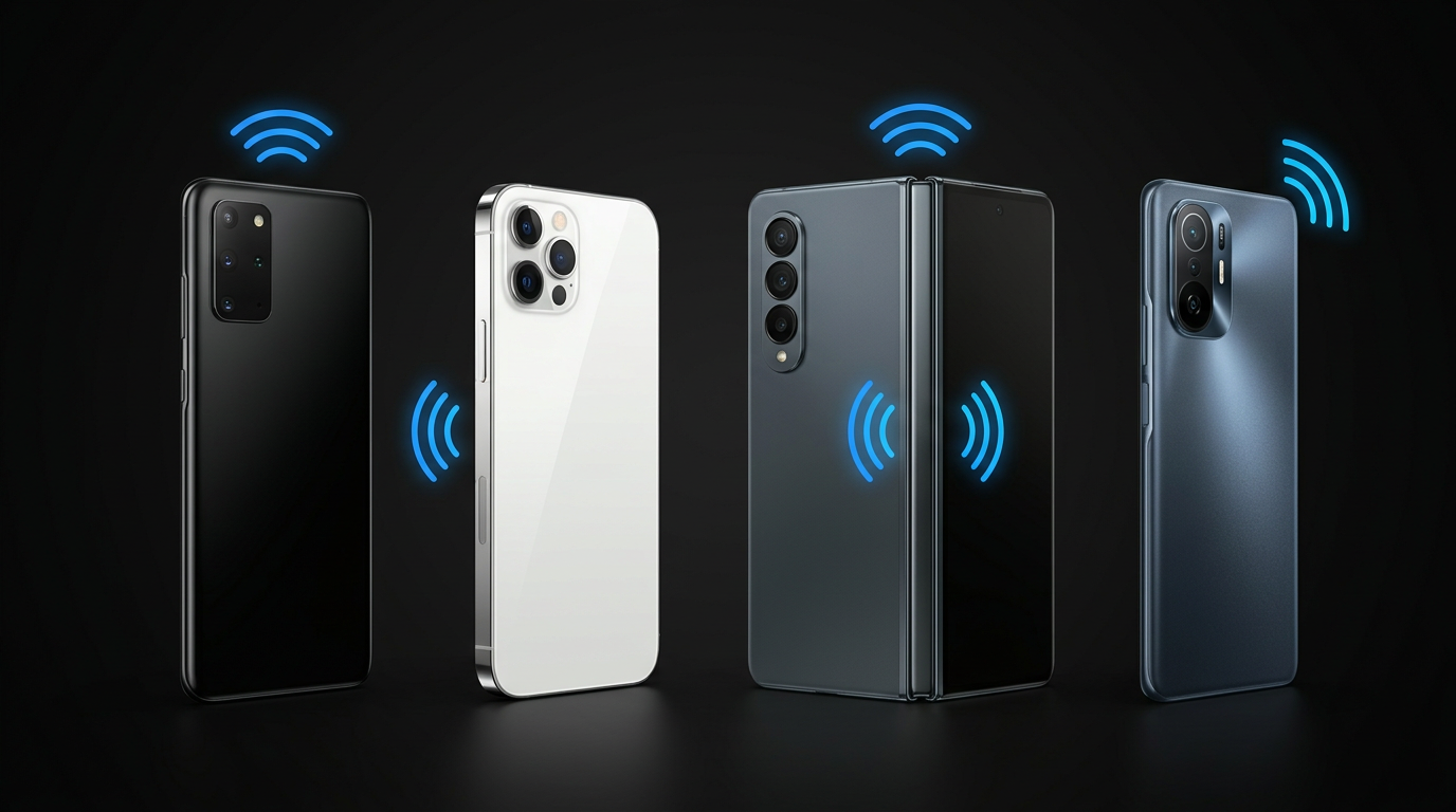 Different smartphone NFC Tap locations on modern phones