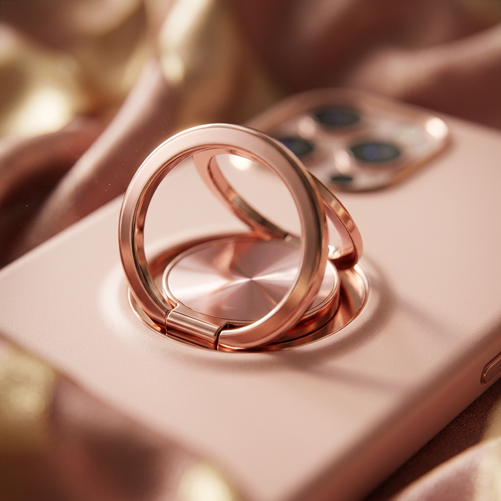 Close-up of the rose-gold rotating ring holder