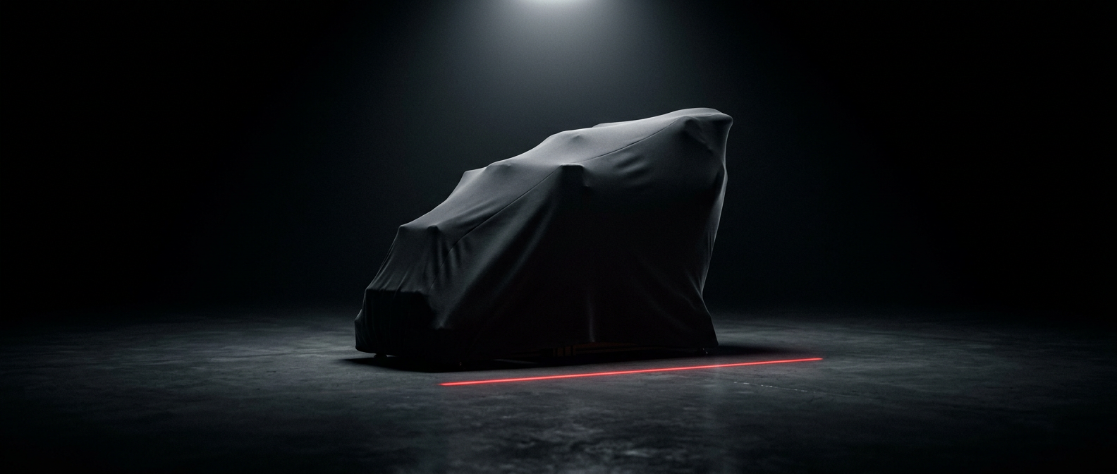 A new SimXPro cockpit hidden under a black cover, waiting to be revealed