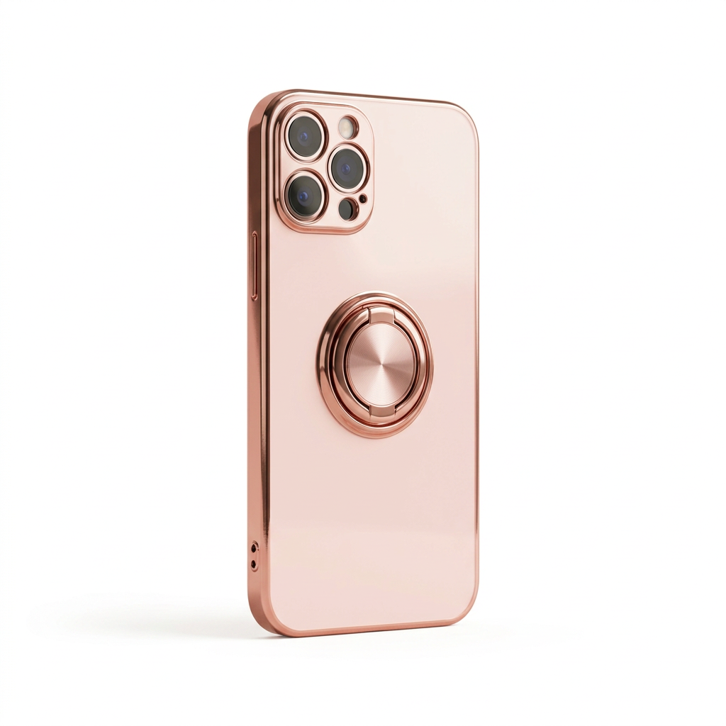 Luxury iPhone Case Electroplated Ring Holder on a white background
