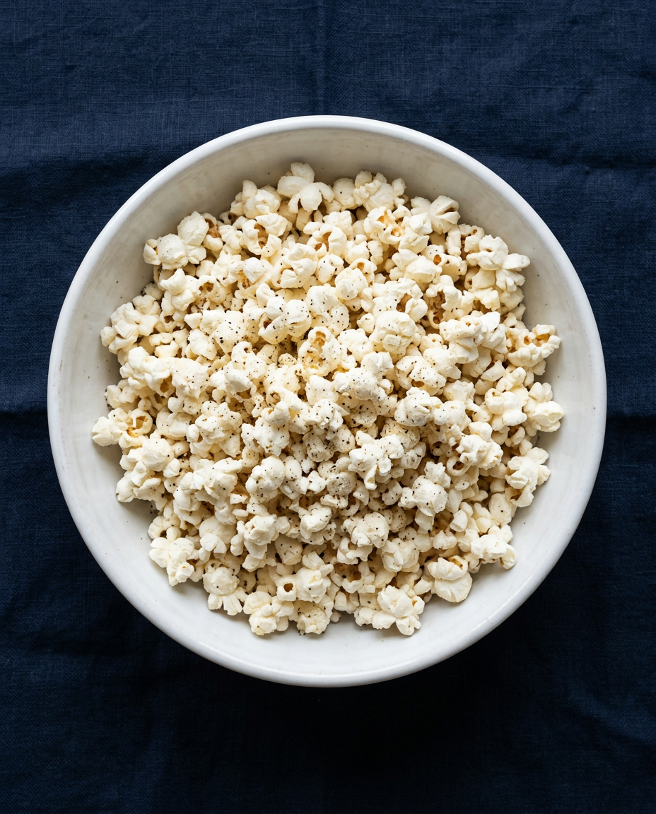 Bol de palomitas recién hechas con aire caliente