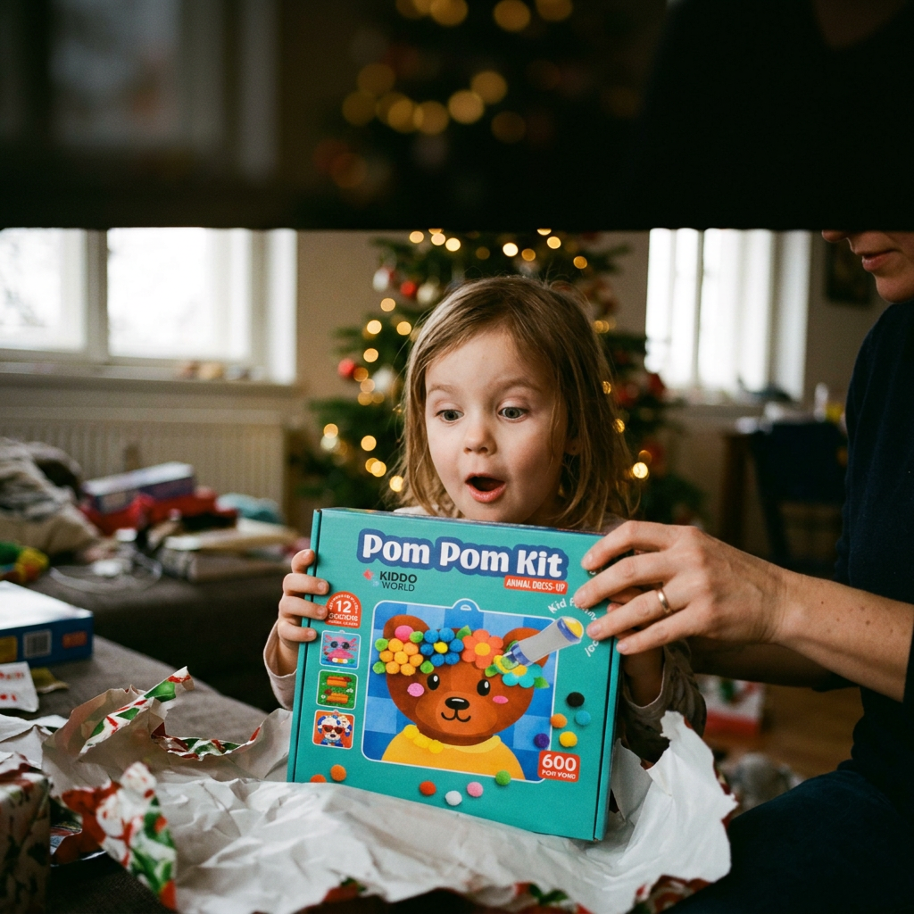 Vnučka u stromečku užasle vybaluje Pom Pom sadu, babička jí pomáhá