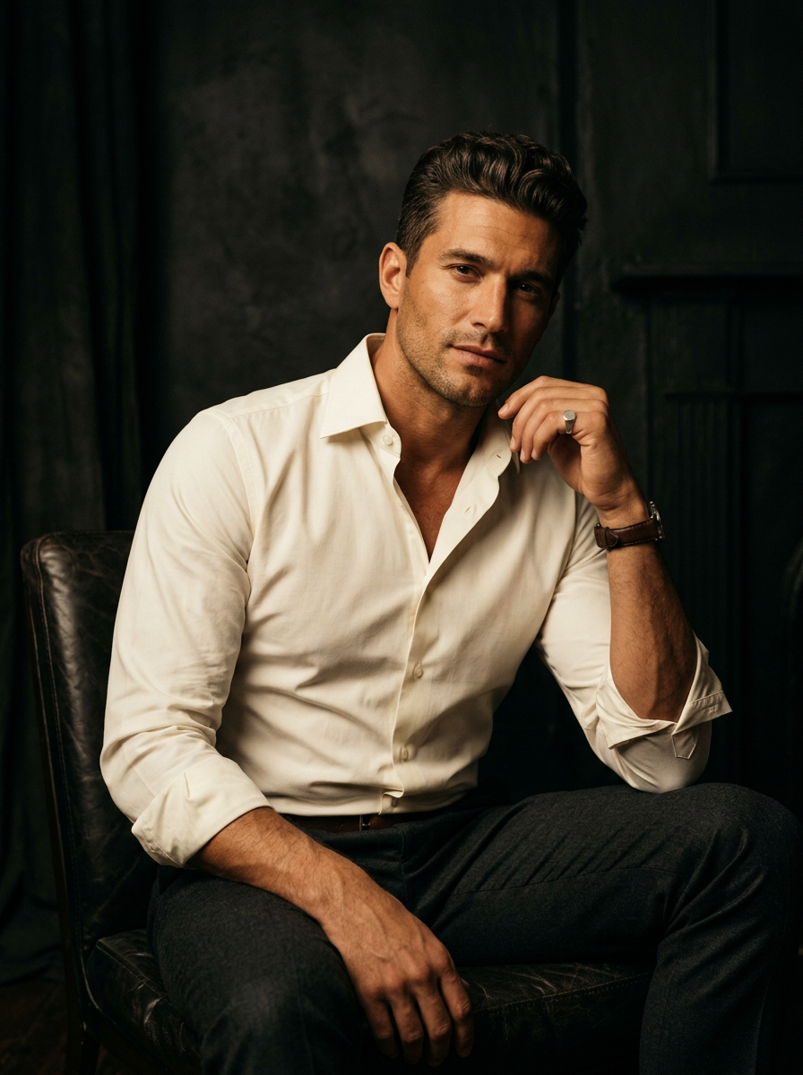 Ivory cotton shirt with open collar