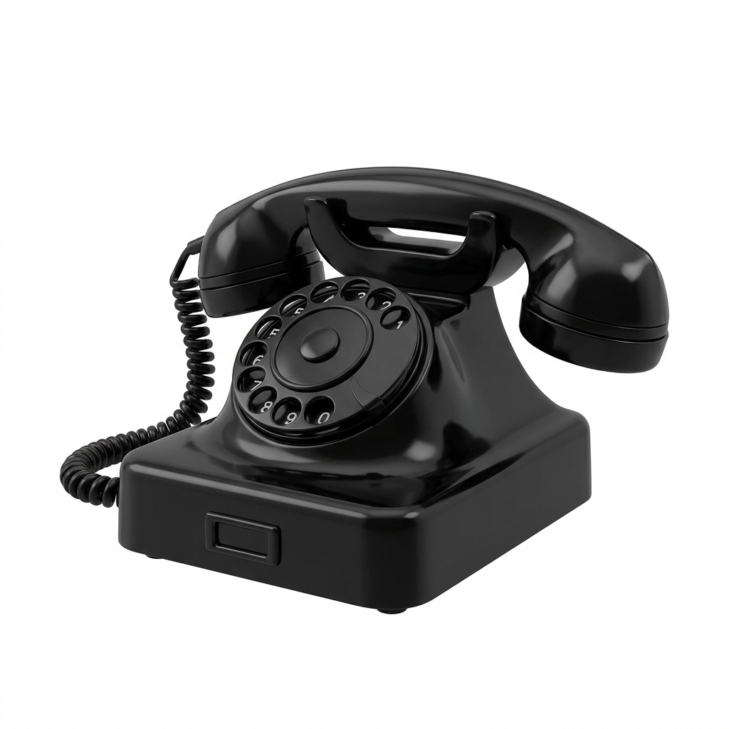 Black rotary telephone ringing