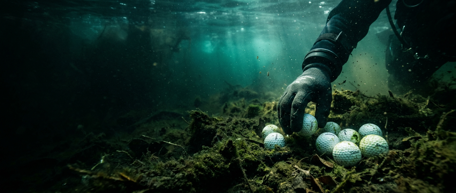 Underwater retrieval of golf balls from a course water hazard