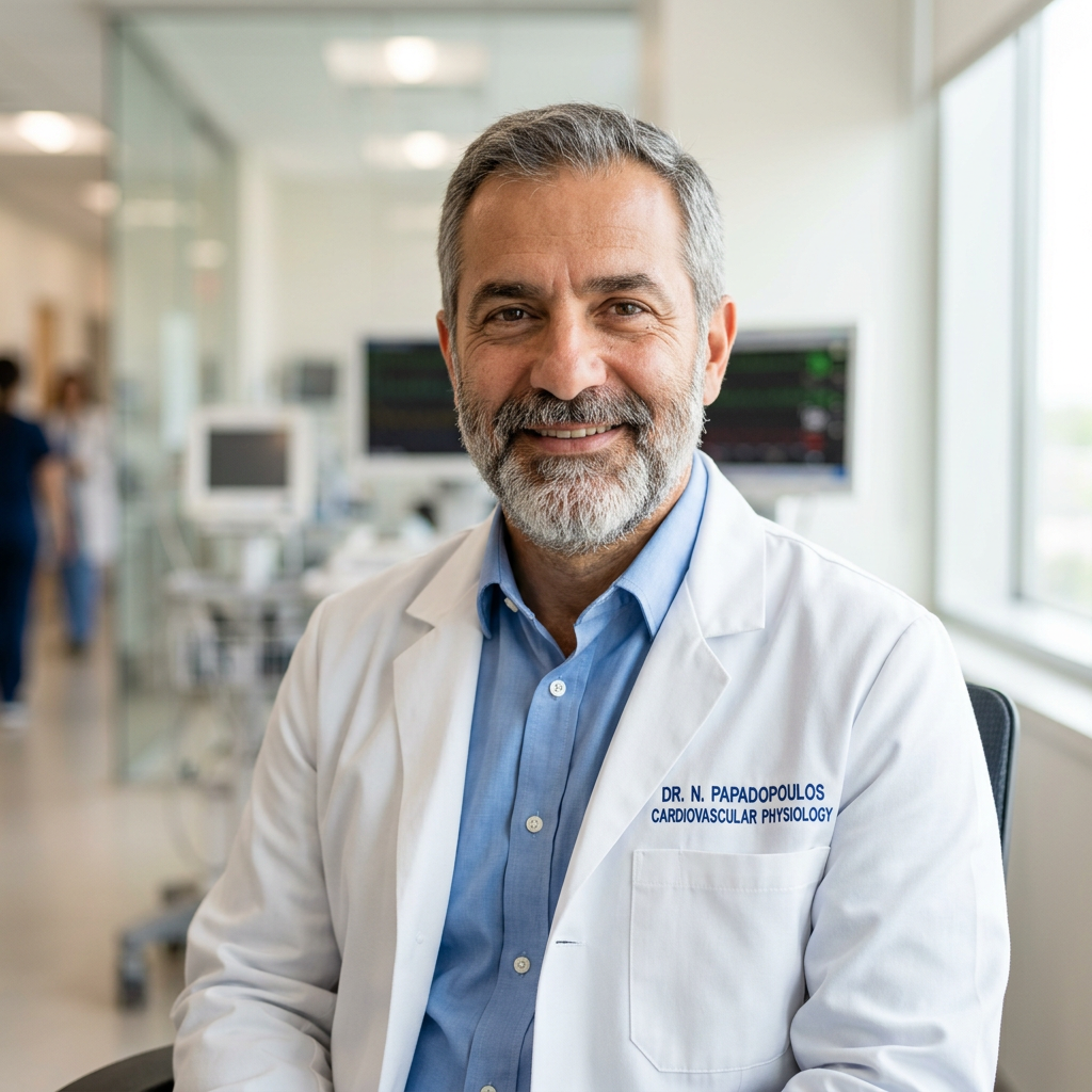 Portrait of Dr. Nikos Katsaros, PhD, cardiovascular physiologist