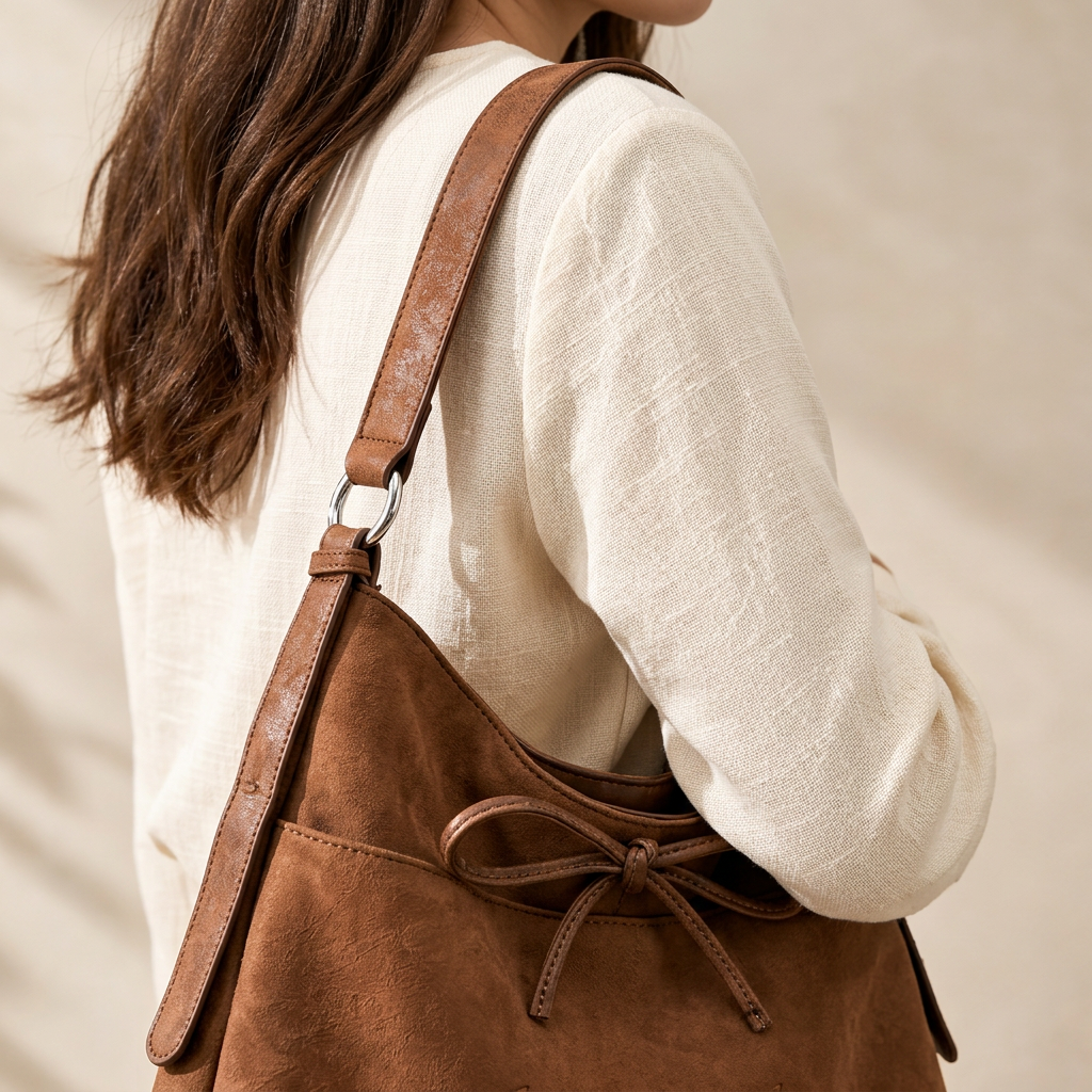 Handbag worn comfortably on the shoulder