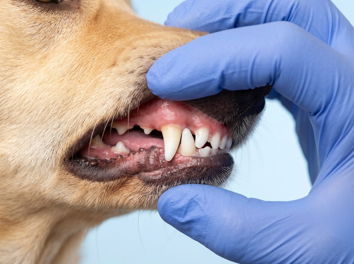 Fase 1: denti del cane quasi bianchi con una sottile patina di placca