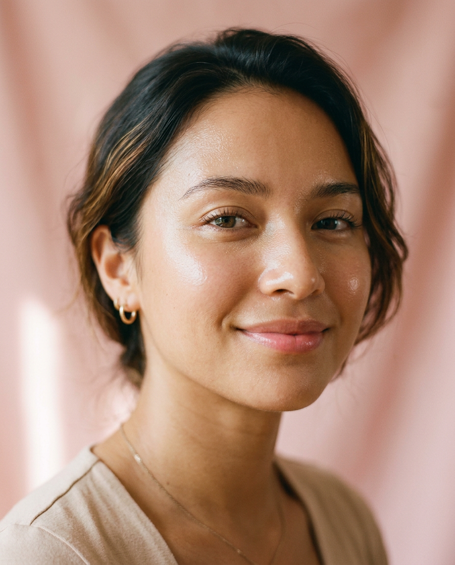 Woman with radiant, glowing skin