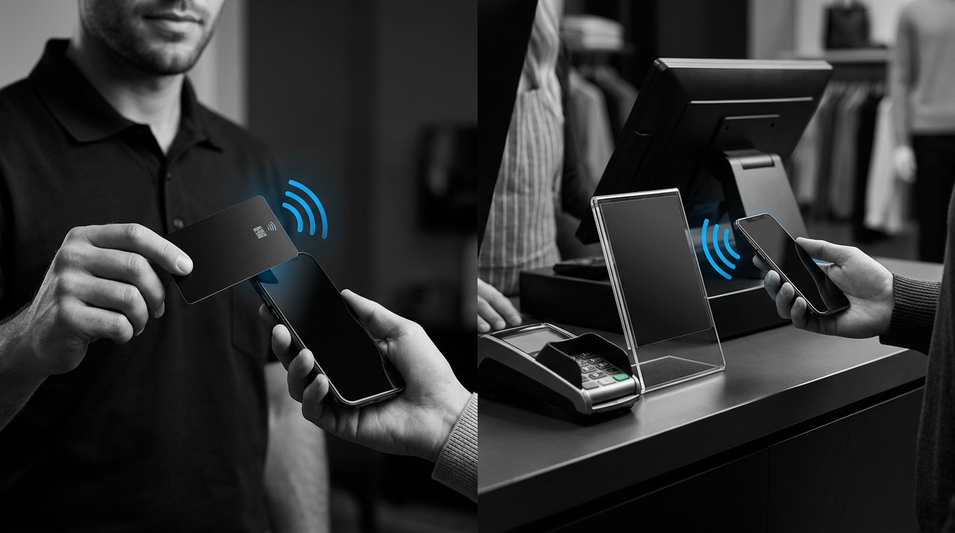 Google Review Card compared with a countertop Google Review Stand