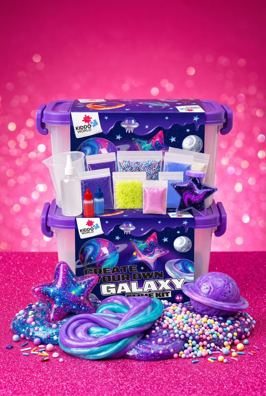 Sada Slime Squishies Galaxie s hotovými squishies, slizem a ozdobami