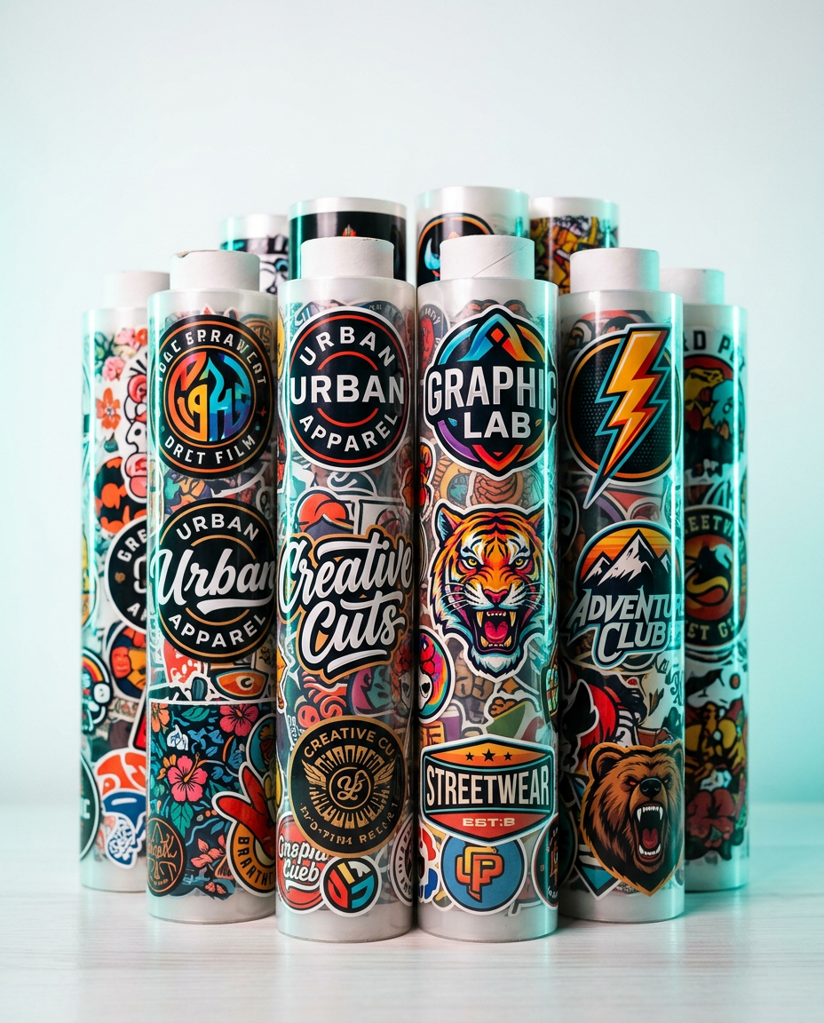 Rolls of printed DTF transfer film