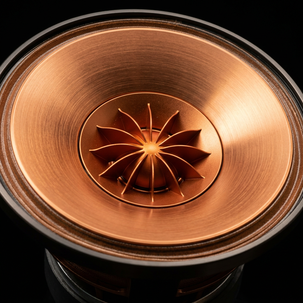 Macro view of a concentric Uni-Q driver with the tweeter at the centre of the cone