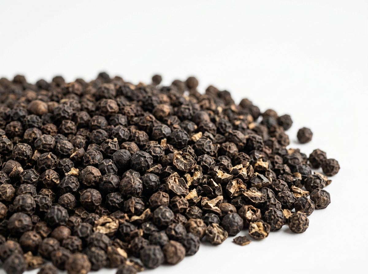 Whole black peppercorns