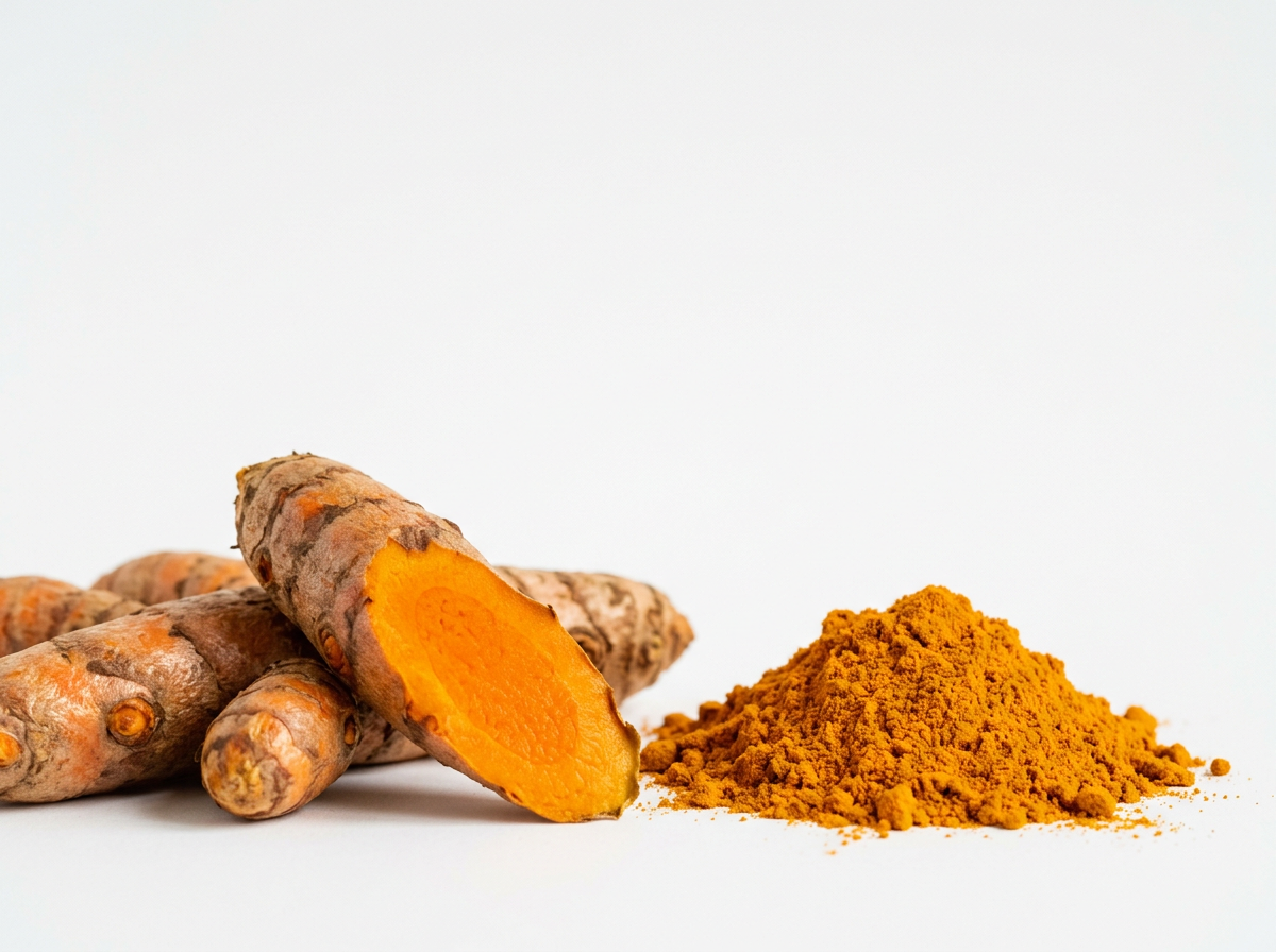 Fresh turmeric root and curcumin powder