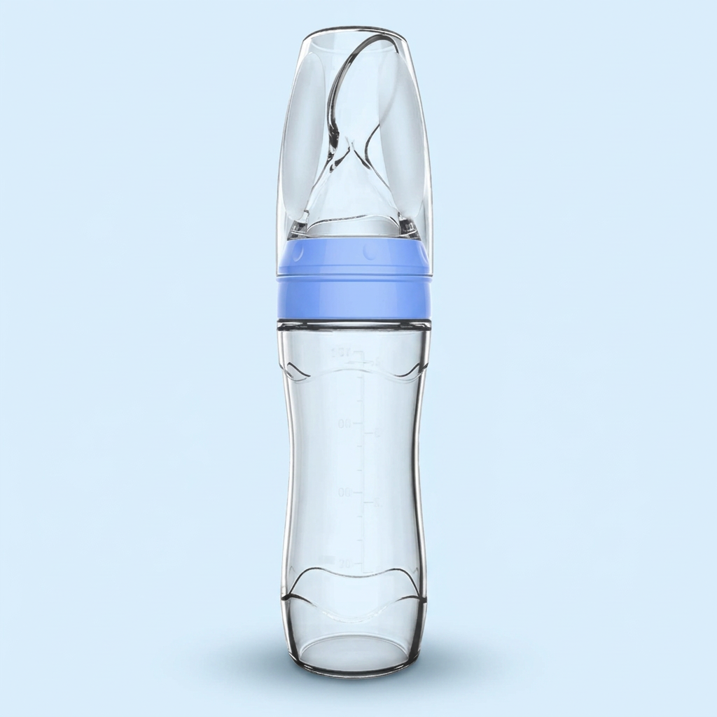 Blue SqueezeSpoon baby food feeder — view 1