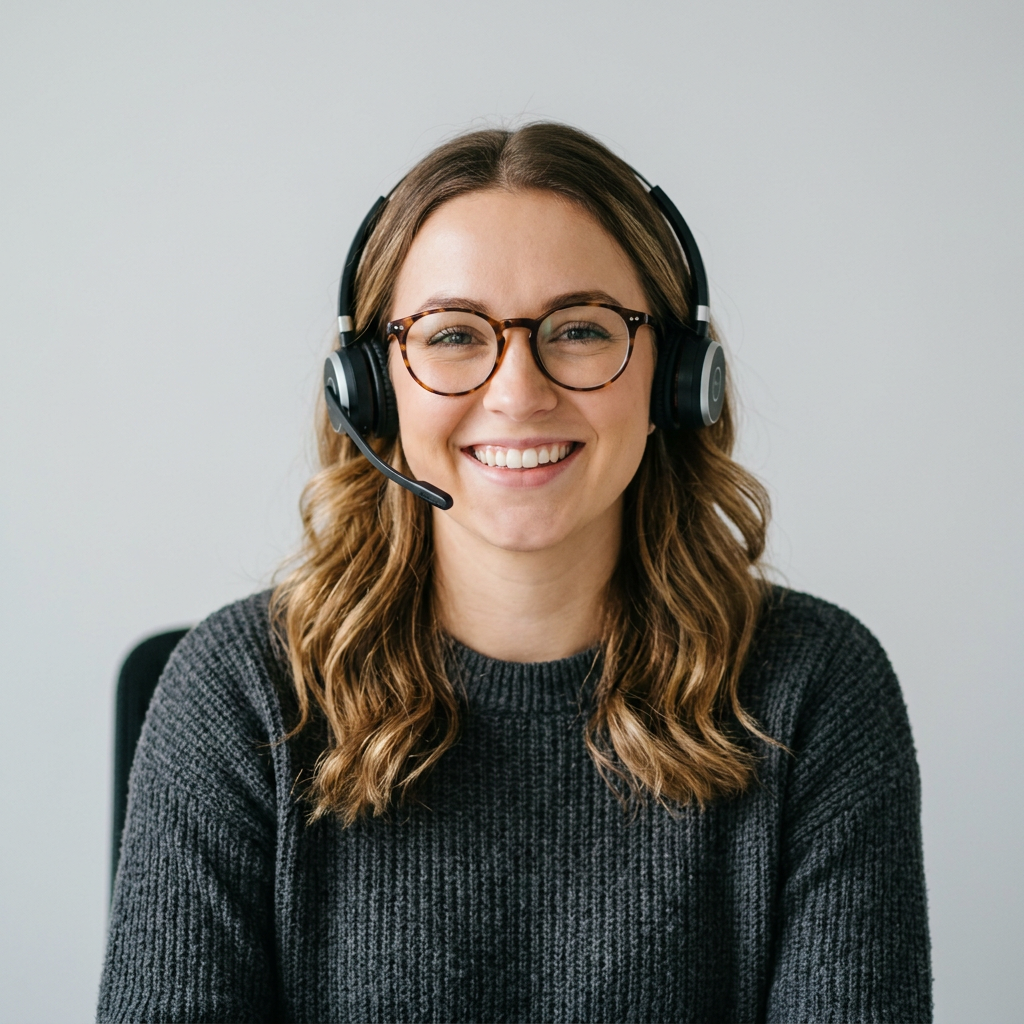 Steelshape design specialist wearing a headset, ready to help