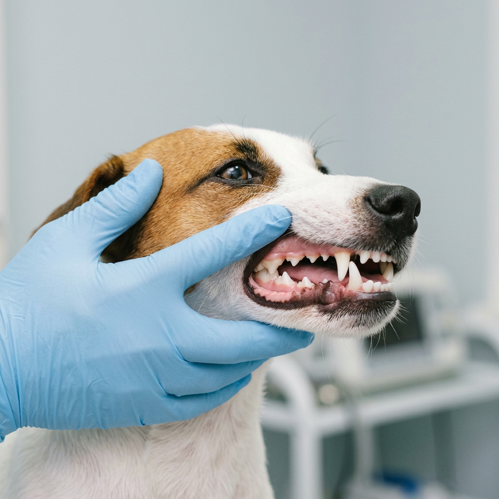 Jack Russell con denti puliti e gengive rosa