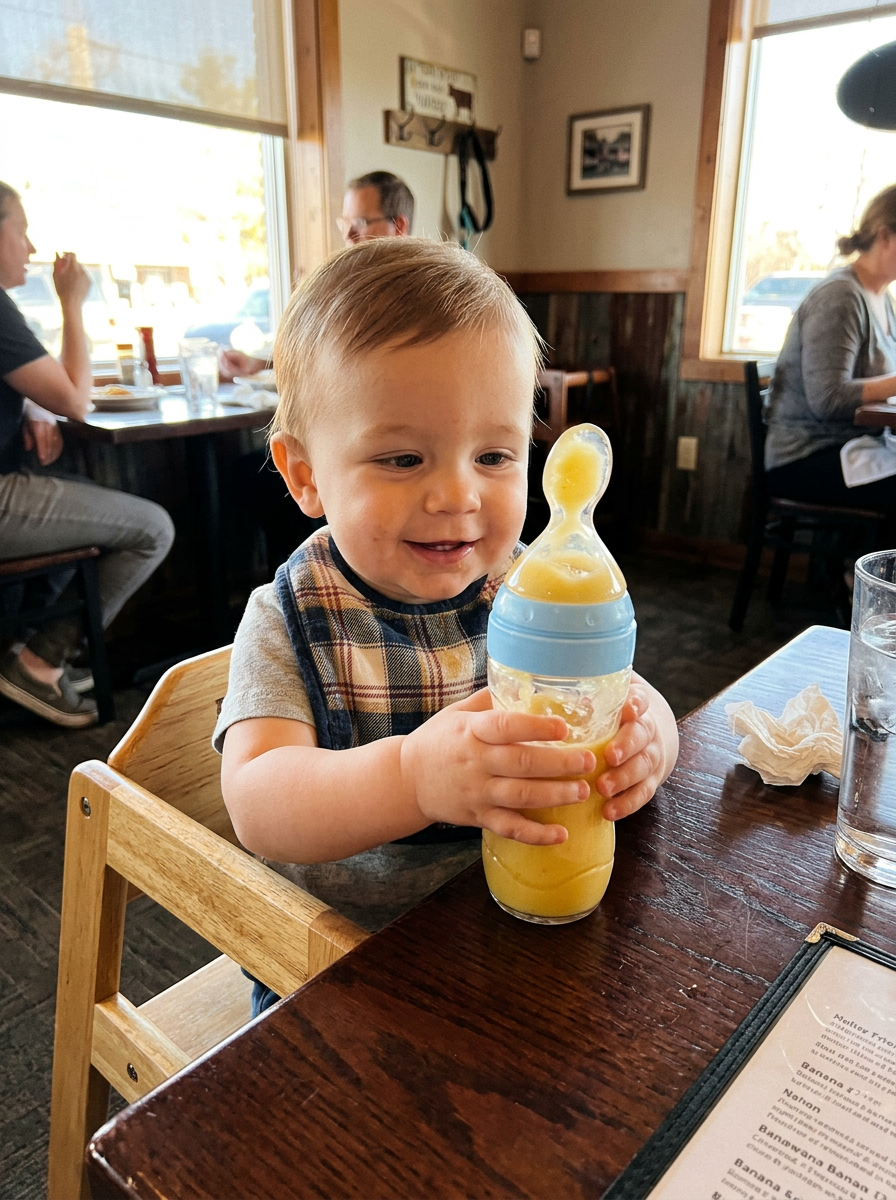 Customer photo shared by Brittany Lewis using the SqueezeSpoon feeder