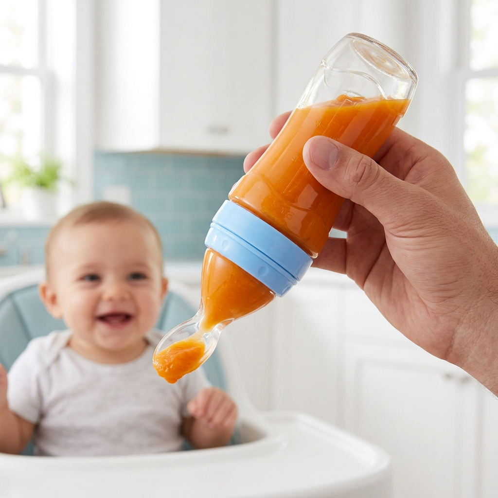 Blue SqueezeSpoon baby food feeder — view 3