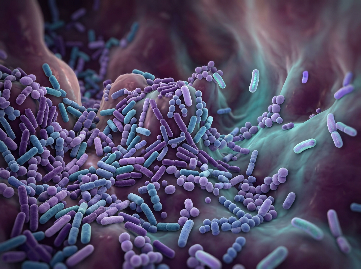 Fase 2: illustrazione dei batteri intestinali con quelli buoni che diminuiscono